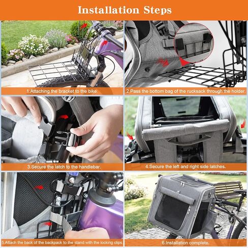 Xixter Dog Bike Basket Carrier – Secure Pet Bicycle Basket with Mesh, Safety Lanyard & Contains Metal Supports Reflective Strips for Small Dogs up to 22 lbs,Suitable for Mountain Bikes Grey in Kuwait