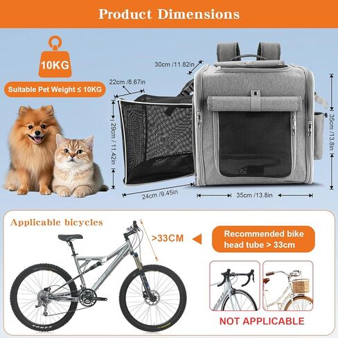 Xixter Dog Bike Basket Carrier – Secure Pet Bicycle Basket with Mesh, Safety Lanyard & Contains Metal Supports Reflective Strips for Small Dogs up to 22 lbs,Suitable for Mountain Bikes Grey in Kuwait