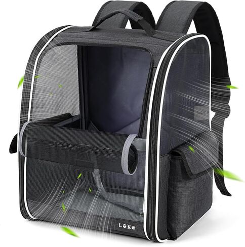 Lekereise Dog Carrier Backpack for Small Medium Dogs Cats up to 18 lbs, Breathable Pet Backpack Carrier with 3 Entrances, Collapsible Cat Backpack Carrier, Travel Hiking Puppy Backpack in Kuwait