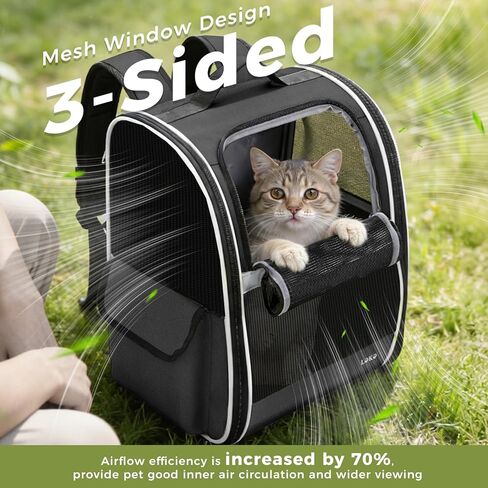 Lekereise Dog Carrier Backpack for Small Medium Dogs Cats up to 18 lbs, Breathable Pet Backpack Carrier with 3 Entrances, Collapsible Cat Backpack Carrier, Travel Hiking Puppy Backpack in Kuwait