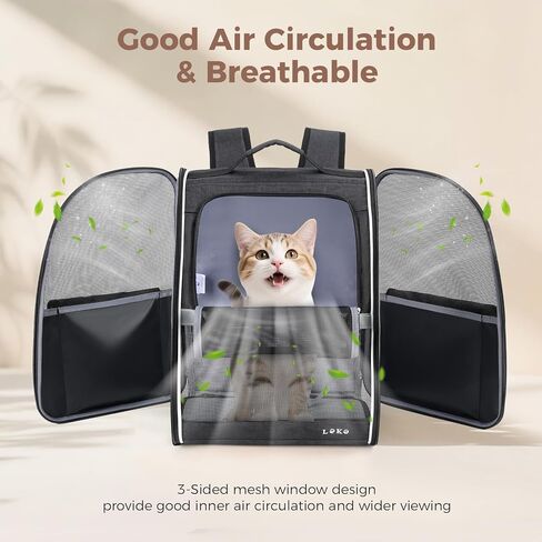 Lekereise Dog Carrier Backpack for Small Medium Dogs Cats up to 18 lbs, Breathable Pet Backpack Carrier with 3 Entrances, Collapsible Cat Backpack Carrier, Travel Hiking Puppy Backpack in Kuwait