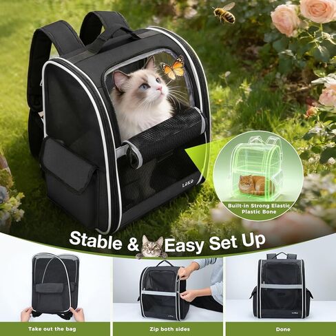 Lekereise Dog Carrier Backpack for Small Medium Dogs Cats up to 18 lbs, Breathable Pet Backpack Carrier with 3 Entrances, Collapsible Cat Backpack Carrier, Travel Hiking Puppy Backpack in Kuwait