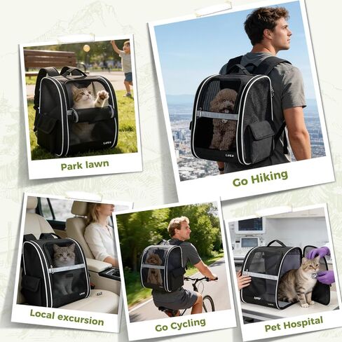 Lekereise Dog Carrier Backpack for Small Medium Dogs Cats up to 18 lbs, Breathable Pet Backpack Carrier with 3 Entrances, Collapsible Cat Backpack Carrier, Travel Hiking Puppy Backpack in Kuwait