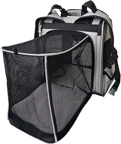 Expandable Pet Backpack Carrier – Dog & Cat, Bonus 2 Collapsible Pet Bowls, Travel Bag with 4-Way Entry, Mesh Windows, Storage Pockets, Secure Zippers, Washable Cushion in Kuwait