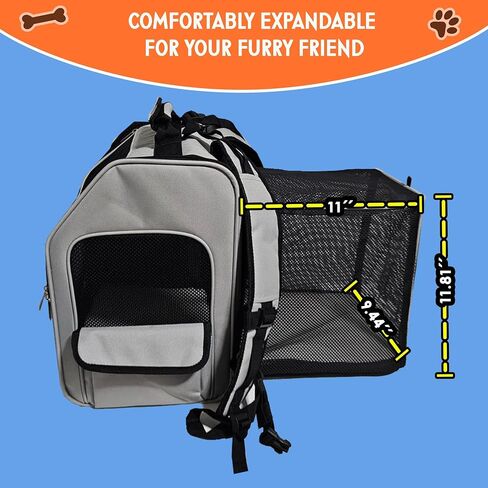 Expandable Pet Backpack Carrier – Dog & Cat, Bonus 2 Collapsible Pet Bowls, Travel Bag with 4-Way Entry, Mesh Windows, Storage Pockets, Secure Zippers, Washable Cushion in Kuwait