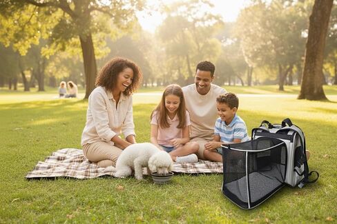 Expandable Pet Backpack Carrier – Dog & Cat, Bonus 2 Collapsible Pet Bowls, Travel Bag with 4-Way Entry, Mesh Windows, Storage Pockets, Secure Zippers, Washable Cushion in Kuwait