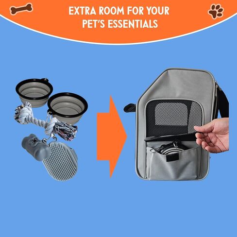 Expandable Pet Backpack Carrier – Dog & Cat, Bonus 2 Collapsible Pet Bowls, Travel Bag with 4-Way Entry, Mesh Windows, Storage Pockets, Secure Zippers, Washable Cushion in Kuwait