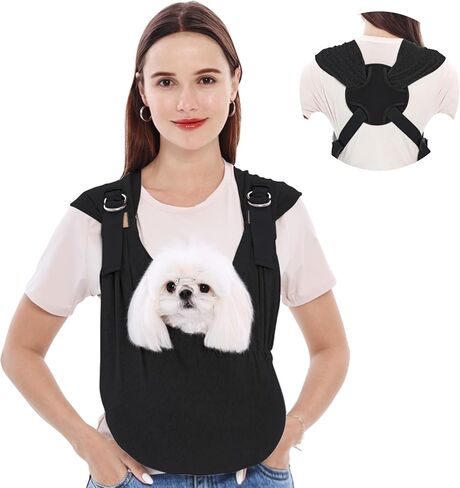 Supet Dog Carrier Sling for Small Dogs, Hands Free Adjustable Soft Cotton Puppy Chest Bag Carrier, Anti-Anxiety & Back Pain Relief Pet Front Pack (Grey, Regular) in Kuwait