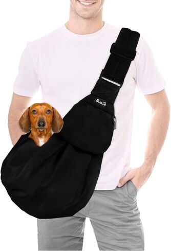SlowTon Dog Carrier Sling - Thick Padded Shoulder Strap Adjustable Dog Carriers for Small Dogs, Puppy Carrier Purse for Pet Cat with Front Zipper Pocket Safety Belt Machine Washable (Grey M) in Kuwait