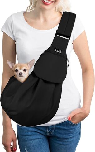 SlowTon Dog Carrier Sling - Thick Padded Shoulder Strap Adjustable Dog Carriers for Small Dogs, Puppy Carrier Purse for Pet Cat with Front Zipper Pocket Safety Belt Machine Washable (Grey M) in Kuwait