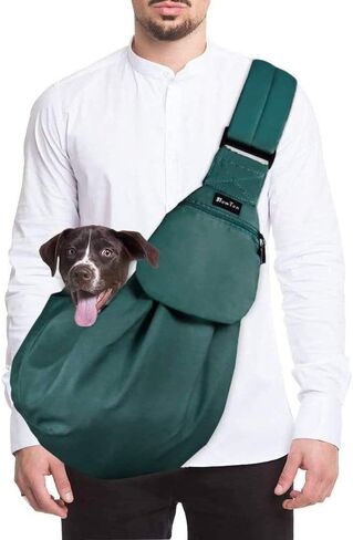 SlowTon Dog Carrier Sling - Thick Padded Shoulder Strap Adjustable Dog Carriers for Small Dogs, Puppy Carrier Purse for Pet Cat with Front Zipper Pocket Safety Belt Machine Washable (Grey M) in Kuwait