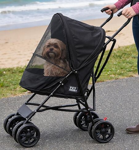 Pet Gear Travel Lite Plus Stroller, Compact, Easy Fold, No Assembly Required, Large Wheels for Cats and Dogs up to 15 pounds, Dark Charcoal in Kuwait
