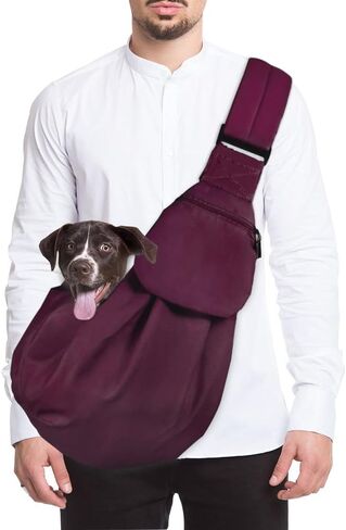 SlowTon Dog Carrier Sling - Thick Padded Shoulder Strap Adjustable Dog Carriers for Small Dogs, Puppy Carrier Purse for Pet Cat with Front Zipper Pocket Safety Belt Machine Washable (Grey M) in Kuwait