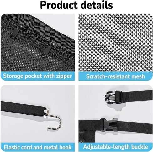 Dog Car Barrier,Pet Barrier with Larger Zipper Organizer Storage,Car Divider Net for Dogs,Dog Barrier for Car/SUV/Truck in Kuwait