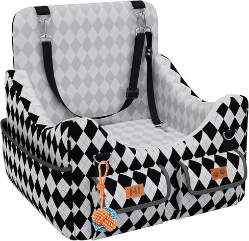 Dog Car Seat for Small/Medium Dogs up to 35lbs, 4-Pocket Storage Memory Foam Dog Booster Seat, Detachable Washable Pet Car Seat with Safety Belt, Outdoor & Indoor Use (Blue/Grey) in Kuwait