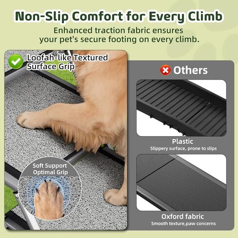 Dog Stairs for Large Dogs, 𝟐𝟎'' 𝐄𝐱𝐭𝐫𝐚 𝐖𝐢𝐝𝐞 Foldable Dog Ramp for Car, SUV & Truck, Non-Slip DogSteps for High Beds, 4-Step Aluminum Frame, Supports up to 250 lbs in Kuwait