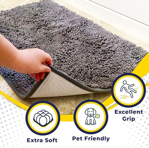 Muddy Mat® | Super Absorbent Door Mat Indoor, Microfiber Quick Dry Chenille Entryway Rug, Non-Slip Front Door Mat, Indoor Mats for Entryway, Machine Washable Pet Rug, Red 36"x72" in Kuwait