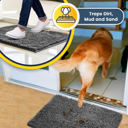 Muddy Mat® | Super Absorbent Door Mat Indoor, Microfiber Quick Dry Chenille Entryway Rug, Non-Slip Front Door Mat, Indoor Mats for Entryway, Machine Washable Pet Rug, Red 36"x72" in Kuwait