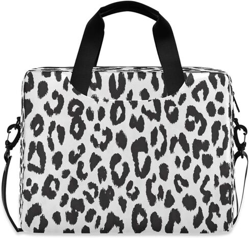 Laptop Bag Computer Bags Messenger Shoulder Bag Briefcase Black White Leopard for Business Office Work in Saudi Arabia