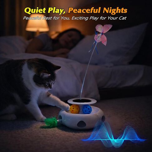 3-in-1 Interactive Cat Toy with Remote Control, Automatic Feather Teaser & Rolling Ball Track, Smart Cat Toy for Indoor Cats, Multi-Play Cat Enrichment Toy for Exercise & Boredom Relief in Kuwait