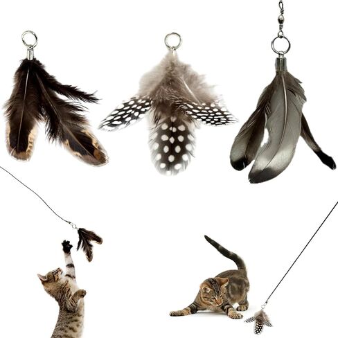 Cat Feather Toy Refill 9-Pack - Natural Feather Cat Toy - Small Size Cat Wand Attachments - Official Cat Toy Feather Replacement for Forever Stick Cat Wand Toy - Cat Wand Refill - Cat Lure and Teaser in Saudi Arabia
