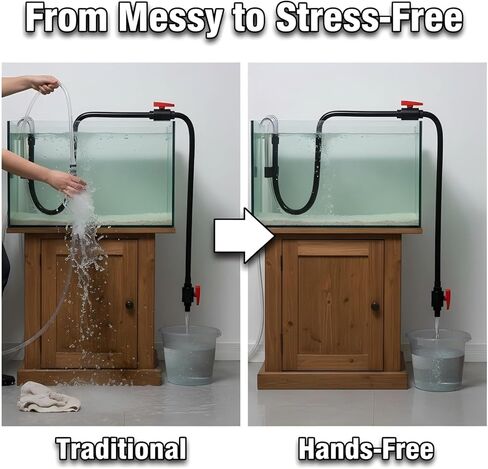 Aquarium Water Changer Replacement Hook for 5-55 Gallon | 14in Siphon Hose BPA-Free PVC ABS | Hands-Free Flow Valve | Garden Hose 1/2" 5/8" 3/4" in Kuwait