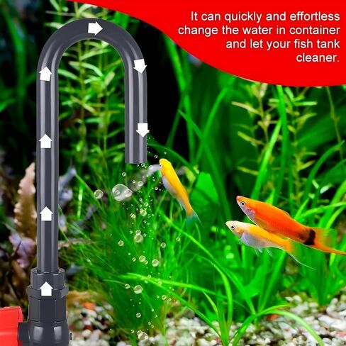 Aquarium Water Changer Replacement Hook for 5-55 Gallon | 14in Siphon Hose BPA-Free PVC ABS | Hands-Free Flow Valve | Garden Hose 1/2" 5/8" 3/4" in Kuwait