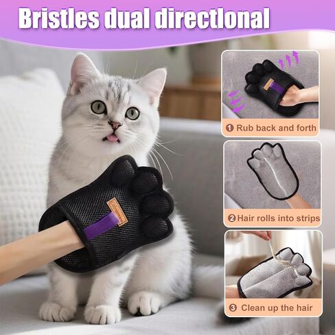 Pet Hair Removal Glove for Dogs & Cats Five-Finger Electrostatic Pet Hair Remover Glove Reusable Brush Pet Hair Tool & Upholstery Cleaning pet Gloves for pet Hair Removal in Kuwait