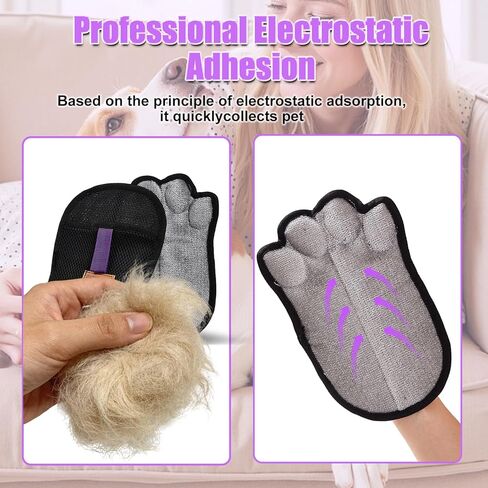 Pet Hair Removal Glove for Dogs & Cats Five-Finger Electrostatic Pet Hair Remover Glove Reusable Brush Pet Hair Tool & Upholstery Cleaning pet Gloves for pet Hair Removal in Kuwait