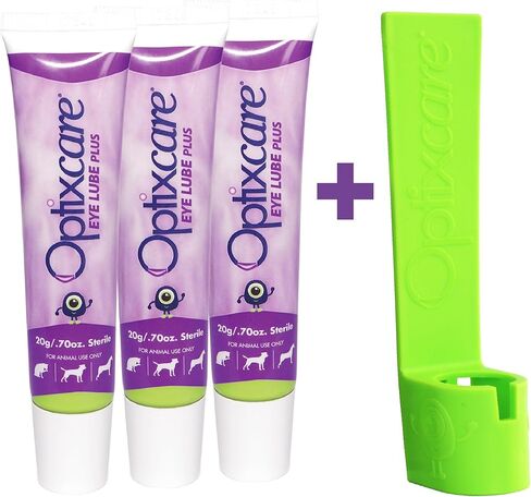 مجموعة Optixcare Eye Lube Plus Home - أنابيب 3 × 20 جرام + حامل مواد التشحيم - تزييت العين طويل الأمد للحيوانات الأليفة - دعم يومي لرطوبة العين in Kuwait