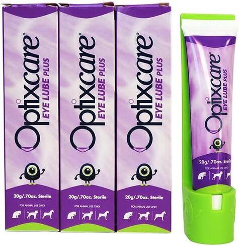 مجموعة Optixcare Eye Lube Plus Home - أنابيب 3 × 20 جرام + حامل مواد التشحيم - تزييت العين طويل الأمد للحيوانات الأليفة - دعم يومي لرطوبة العين in Kuwait