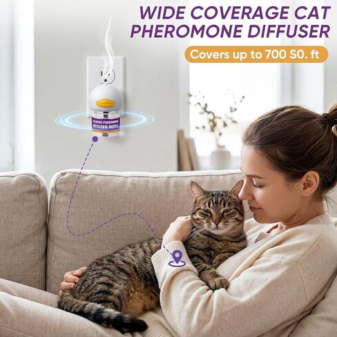 Cat Calming Pheromone Diffuser Kit, 2 Plug-Ins + 4 Refills (48ml Each),Long-Lasting Stress & Anxiety Relief, Reduces Fighting, Spraying & Scratching, Safe & Drug-Free Comfort for All Cats and Kittens in Kuwait