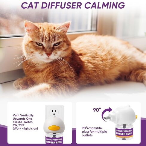 Cat Calming Pheromone Diffuser Kit, 2 Plug-Ins + 4 Refills (48ml Each),Long-Lasting Stress & Anxiety Relief, Reduces Fighting, Spraying & Scratching, Safe & Drug-Free Comfort for All Cats and Kittens in Kuwait