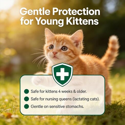 Dewormer for Cats & Kittens, Pyrantel Pamoate Suspension, Removes Roundworm, Hookworm Broad Spectrum, 50ml in Kuwait