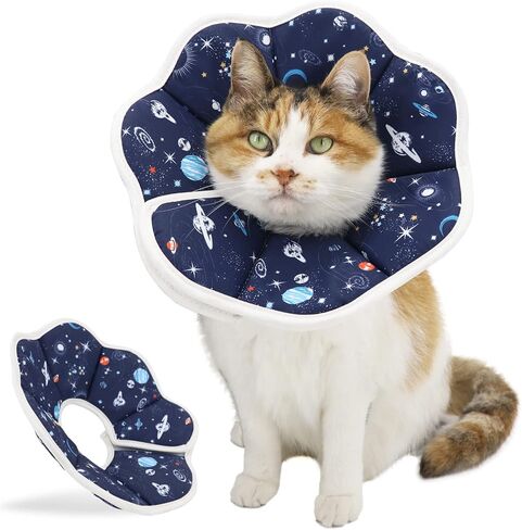 Soft Cat Cone, Adjustable Recovery Collar After Surgery to Prevent Licking Wound, Protective Cat Neck Cone, Comfortable Pet Elizabethan Collar for Cats Kittens and Puppies (M) in Kuwait