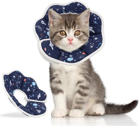 Soft Cat Cone, Adjustable Recovery Collar After Surgery to Prevent Licking Wound, Protective Cat Neck Cone, Comfortable Pet Elizabethan Collar for Cats Kittens and Puppies (M) in Saudi Arabia