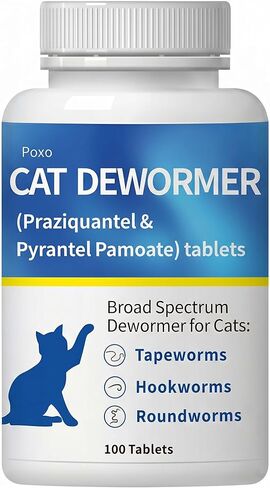 (praziquantel/pyrantel pamoate) Broad Spectrum Dewormer Tablets for Cats and Kittens, for Multi-Cat Homes, Rescuers & Shelters, 100 Tablets in Kuwait