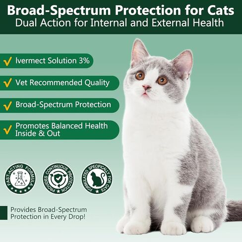 DEWORMER for Cats – Broad Spectrum Digestive Cleanser, Supports Removal of Hookworms, Lungworms, Pinworms & Roundworms, Tapeworms, Whipworms, Internal Balance Support in Kuwait