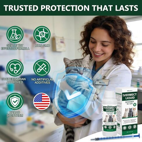 DEWORMER for Cats – Broad Spectrum Digestive Cleanser, Supports Removal of Hookworms, Lungworms, Pinworms & Roundworms, Tapeworms, Whipworms, Internal Balance Support in Kuwait