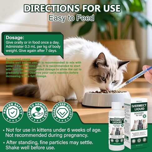DEWORMER for Cats – Broad Spectrum Digestive Cleanser, Supports Removal of Hookworms, Lungworms, Pinworms & Roundworms, Tapeworms, Whipworms, Internal Balance Support in Kuwait