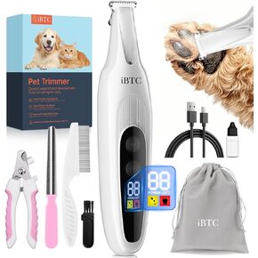 iBTC 2026 New Pet Precision Trimmer, Dog Paw Trimmer with LED Light, Low Noise, IPX Waterproof, Dual-Speed Motor, Suit for Trimming Paw, Ear, Face, Butt, Eyebrows, USB Rechageble in Kuwait