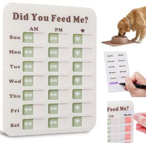 Puppy Feeding Schedule Chart, Dog Fed Sign Magnetic/Adhesive 2in1 Reminder Sticker, Daily Am/Pm Chart Acrylic Slider Sign for Pet Fed and Pill Reminder, Customized Reminder Area with DIY Stickers in Saudi Arabia