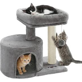 Feandrea Cat Tree, Small Cat Tower with Sisal Scratching Post, Plush Condo with Padded Perch, for Small Spaces, Kittens, Light Gray UPCT50W in Kuwait