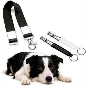 2 Pack Adjustable Ultrasonic Dog Whistles, Silent Dog Training Whistles for Recall & Behavior Guidance, with Lanyard (Black & White) in Saudi Arabia