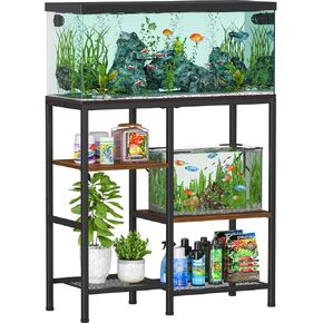 Snughome 30 Gallon Aquarium Stand, Fish Tank Stand with Shelf for Storage, 3 Tier Heavy Metal Frame Fish Tank Stand, 30 Gallon Aquarium Stand for Home Office, 30.31" x 12.01" x 30.31", Rustic Brown in Saudi Arabia