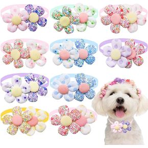 10PCS Cute Flower Dog Collar Charms, Adjustable Small Medium Dog Bow Tie Collars, Pet Bowties & Dog Grooming Accessories for Dogs Cats (Style A) in Saudi Arabia