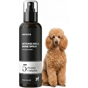aumuca Dog Detangling & Shine Spray – Leave-in Conditioner & Dematting Spray for Doodles, Cats & Horses Without Buildup | 5-Protein Complex for Deep Repair & Enhanced Shine | 8 Fl Oz (Meadowfoam) in Saudi Arabia