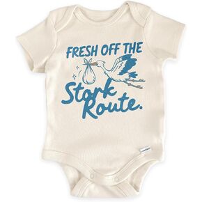 Fresh Off The Stork Route Baby Bodysuit - Newborn Pregnancy Baby Birth Announcement Infant Outfit - Gift For Baby Shower in Kuwait