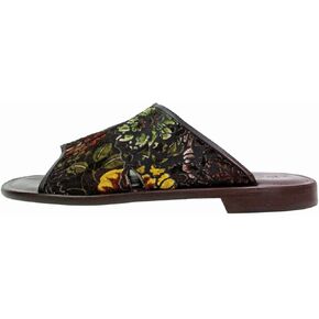 Floral Brown Italian Mens Leather Sandals Shoes in Saudi Arabia