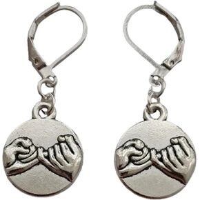 Pinky Promise Charm Lever Back Earrings, Promise Jewelry, Pinky Swear Charm Ear Clip for Boyfriend Girlfriend in Kuwait